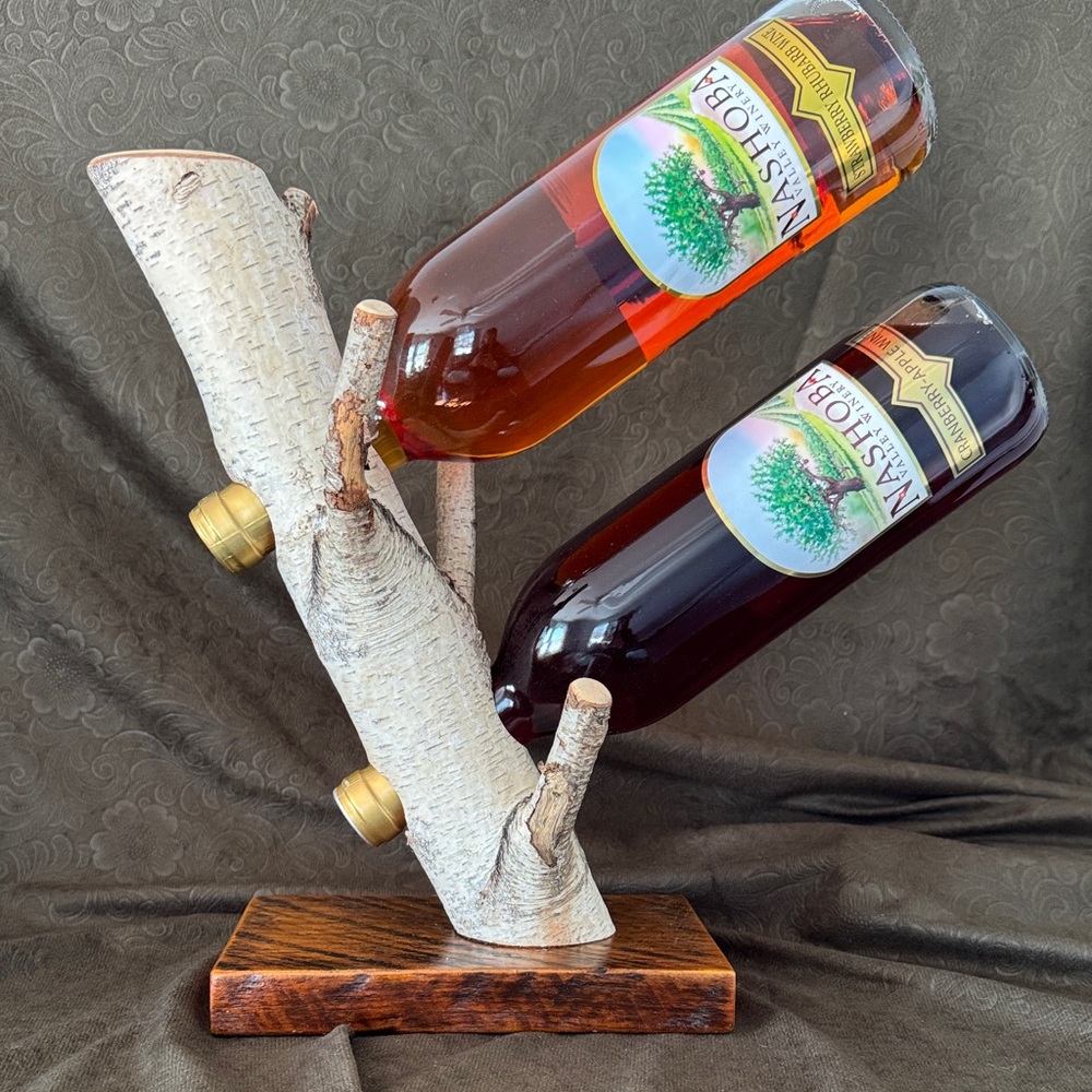 Rustic Birch Wood Wine Bottle Holder